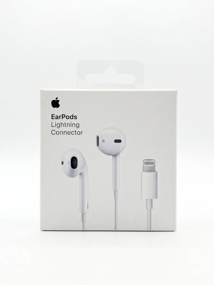 Apple EarPods Lightning Connector product packaging box, shown against a plain white background.