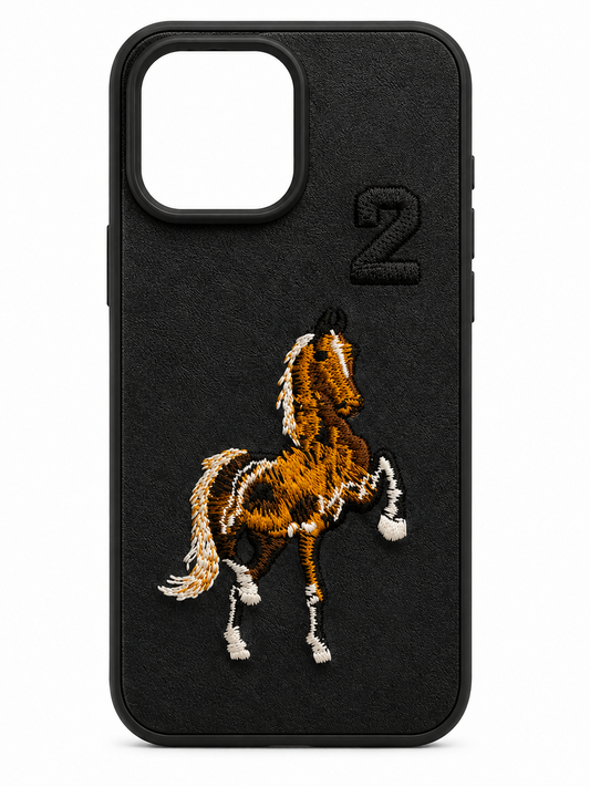 Iphone 16 Pro Max Embroidered Horse Leather Case