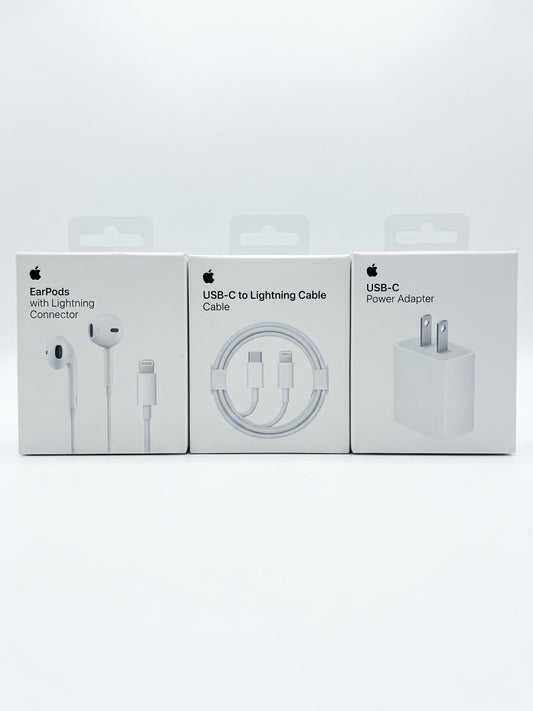 iPhone Essentials Bundle: USB-C Power Adapter + USB-C to Lightning Cable + EarPods with Lightning Connector